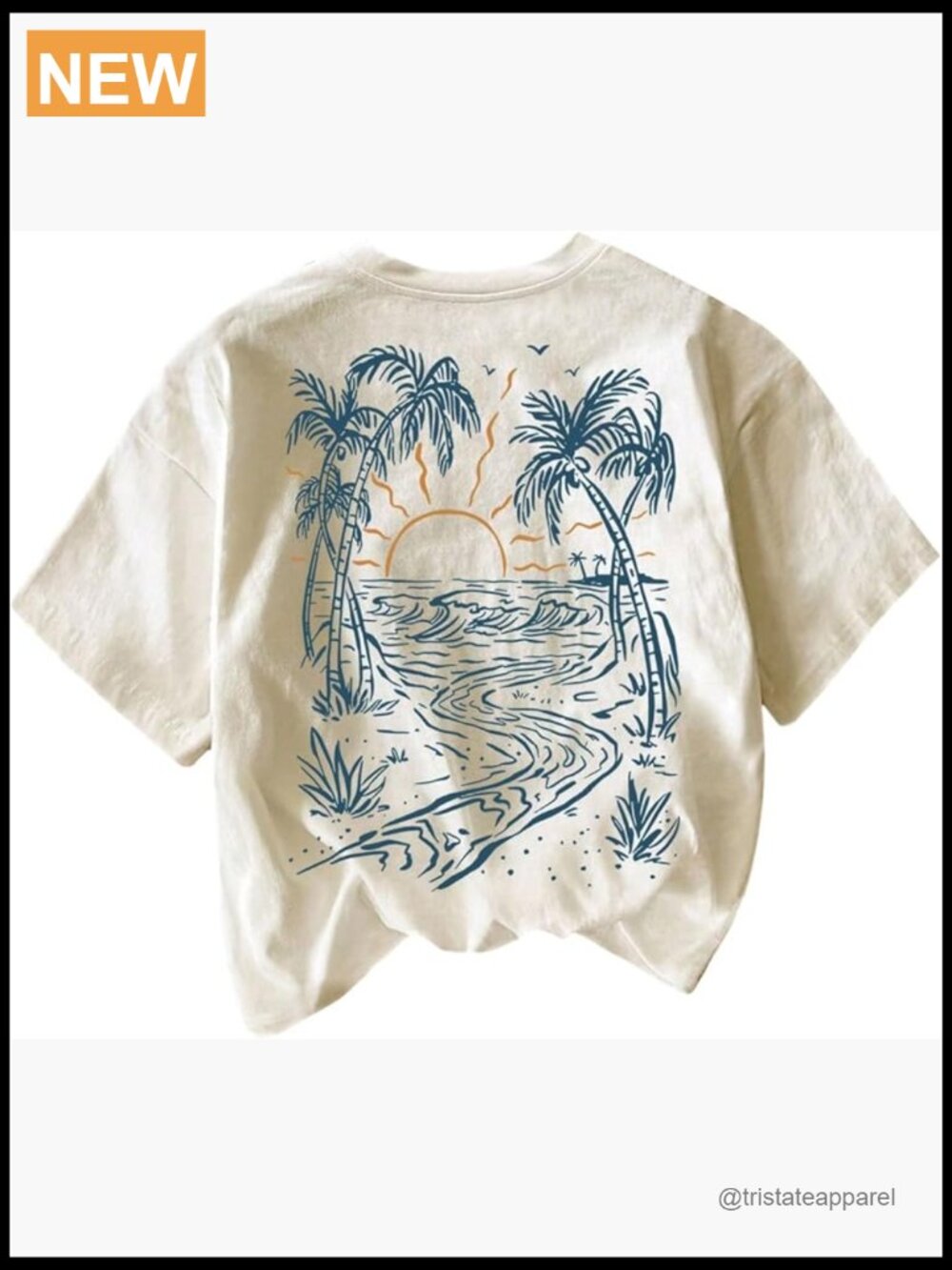 Tropical Print Short Sleeve Crew Neck Summer Tee Top